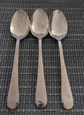 Cbs96 Cambridge Stainless Flatware 3 Soup Spoons Hammered Handle Round Tip