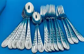 Cbs99 Cambridge 17 Pcs Leaves Plant Stainless Flatware Silverware Hard To Find #2