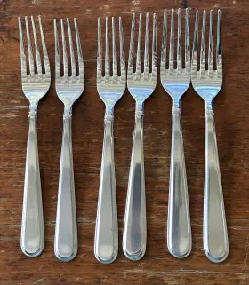 M8756 Cambridge Stainless Rosalind Glossy Set Of 6 Salad Dessert Forks 7-1/8 Inch
