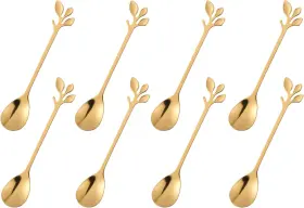 Camdea 788125109951 Gold Plated Stainless Steel Mini Coffee Espresso Spoon Spoons 8pcs