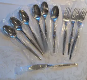 Unf60 Capco Kitco Lot Of 10 Roses Stainless Japan Flatware New Spoons Forks