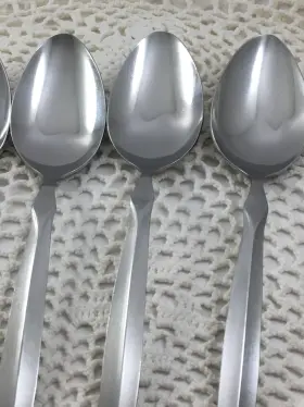 Ccs10 Castle Court Satin Stainless 5 Oval Soup Spoons Flatware Japan #2