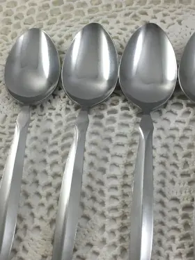 Ccs10 Castle Court Satin Stainless 5 Oval Soup Spoons Flatware Japan #3