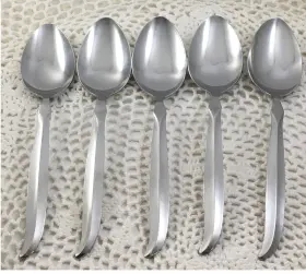 Ccs10 Castle Court Satin Stainless 5 Oval Soup Spoons Flatware Japan