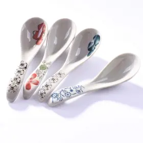 Cerficer 414740851877 Japanese Soup Spoon Set Of 4 Asian Ceramic Ramen Spoons For Wonton Pho