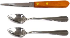 8541969176 Chef Craft Set Of 2 Grapefruit Spoons And 1 Knife Stainless Steel Serrated Edg