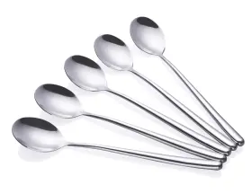 Chenshuo 713893025073 Korean Long Handled Soup Spoon Pack Of 5 Bar Spoons Silver Set