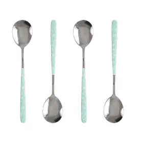 Chenshuo 730759220823 Stainless Steel Soup Spoonkorean Dessert Spoongreen Daisy Mixed Color Spoon F