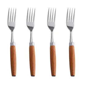 Chenshuo 730759220991 Wooden Handle Stainless Steel Flatware Set Metal Forks For Home Kitchen