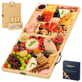 Ch-cb02 Chezerra Charcuterie Boards Gift Set Bamboo Cheese Board Folding Wi