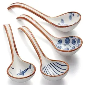 Chwaika 659446708782 Asian Soup Spoon Ceramic Ramen Spoons Korean Porcelain Japanese S