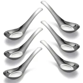 Chwaika 659446709956 Soup Spoons Stainless Steel Dinner Set Of 6 Chinese Spoon Mirror #2