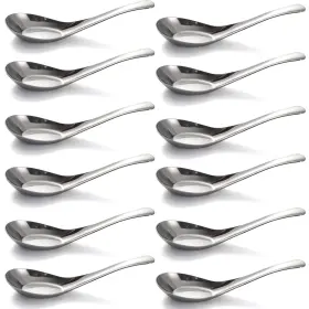 Chwaika 659446710525 Stainless Steel Soup Spoons Dinner Set Of 12 Chinese Spoon Silver