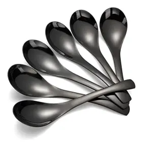 Chwaika 659446711423 Soup Spoons Stainless Steel Asian Spoon Set Of 6 Heavy-weight Round Tabl