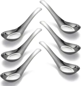 Chwaika 711181432855 Soup Spoons Stainless Steel Dinner Set Of 6 Chinese Spoon Mirror Pol