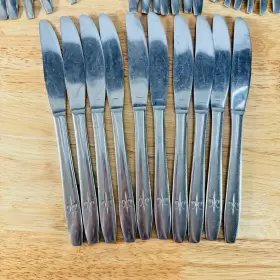 Cif-10 Ci Cif10 Fleur De Lis 37 Pcs Spoon Fork Knife Stainless Steel Flatware Vintage #2
