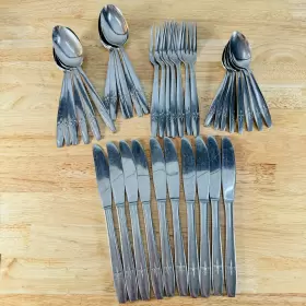 Cif-10 Ci Cif10 Fleur De Lis 37 Pcs Spoon Fork Knife Stainless Steel Flatware Vintage