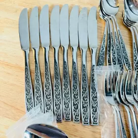 Cif-12 Ci Cif12 50 Pc Set Teaspoon Knife Salad Dinner Fork Stainless Steel Flatware Vtg #2