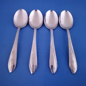 Cif26 Ci Stainless 4 Soup Spoons 6 3/4 Inch Atomic Stars Mcm Flatware
