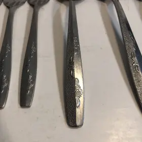 Cif23 Ci Japan Vintage Stainless Flatware Floral Handle Lot 7 Pieces #2