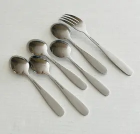 Cif9 Ci Stainless Hong Kong 5 Teaspoons 1 Dinner Fork Glossy Curved Line #3