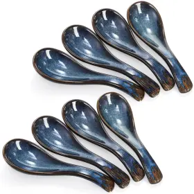 Ci-asiansoupspoon-blue-8p Cididu Set Of 8 Asian Soup Spoon Ceramic Chinese Spoons With Non-slip Bottom