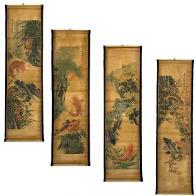 Cifibifun 720118926428 4pcs/set Wall Scroll Hanging Painting Decor Japanese 56.8 Inch L X 14.2 W Brown