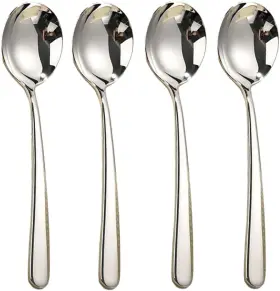 Cittywan 313108637697 Large Round Soup Spoons Set Of 4 Premium 18/10 Stainless Steel With L