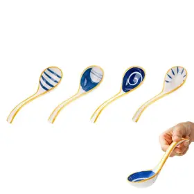 Cloxks 773036326030 6.4ftft Asian Ceramic Soup Spoons Set Of 4 With Long Curved Handle Chinese