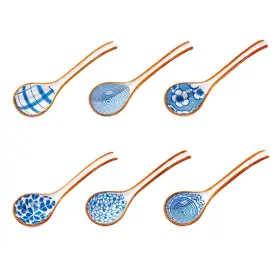 Cloxks 773036326047 6.4 Inch Asian Ceramic Soup Spoons Set Of 6 Chinese Japanese Wonton Ramen