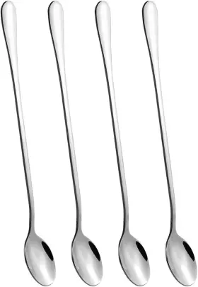 000019 Cnomg 4 Pcs 9 Inch Long Handle Iced Tea Spoon Coffee Ice Cream Stainles