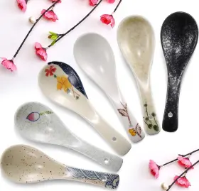 Cntopkiter 711379348555 6-piece Asian Soup Spoon Set - Chinese/japanese Serving Spoons 5.5 Inch Long