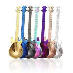 Sk00202 Comiart Create Color Life Guitar Spoon Set Colorful 18/10 304 Food Safe Stainless Steel Tea Dinner