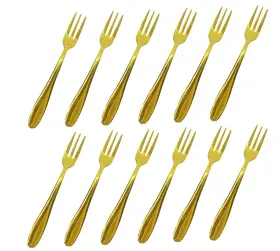 Comicfs 568456984582 12-piece Appetizer Small Forks 5.2 Inches Dessert Stainless Steel Gold