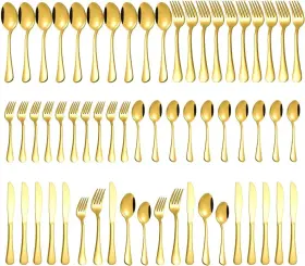 Compralo 708264223035 Gold Silverware Set For 12 60 Pieces Stainless Steel Shiny
