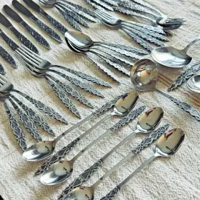 Css35 Continental Mid-century Scroll Stainless Silverware Flatware Lot 50 Pc Mcm #3