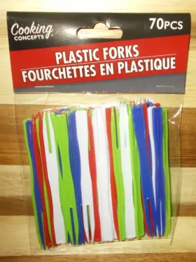Cooking Concepts 639277340344 Plastic Fork 2 Prong 70 Piece Sealed 3 1/2 Inch Fruit