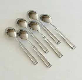 Ckj8 Cooks Stainless Jc Penney 6 Teaspoons Glossy Bands Frosted Handle #3