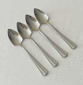 Ccf2 Cooks Club Stainless Indonesia 4 Grapefruit Spoons Pointed Serrated Bowl