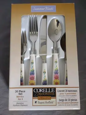 Corelle 071822682200 Stainless Flatware Set 20 Pieces Summer Blush Regent Sheffield Nib