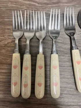 664712 Corelle Forever Yours Flatware Pink Heart Coordinates #2