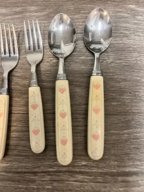 664712 Corelle Forever Yours Flatware Pink Heart Coordinates #3