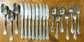 Cms19 Cosmos Csm19 Stainless Dinner Knives Forks Spoons Teaspoons Floral Korea 18 Pcs