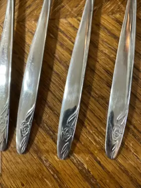 Csm51 Cosmos Products Stainless Spoons Teaspoons Knives Rose And Leaf Some New Lot Of 45 #2
