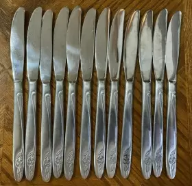 Csm51 Cosmos Products Stainless Spoons Teaspoons Knives Rose And Leaf Some New Lot Of 45 #3