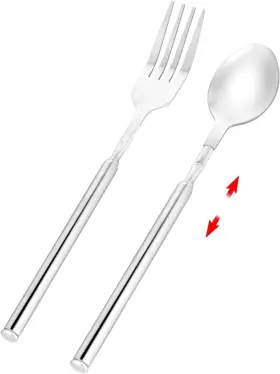 Cotiflat 850050807247 Extendable Fork And Spoon Set Telescopic Stainless Steel Retrac