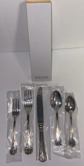 C14825b000wv9 Couzon Consul Gold Accent 18/10 Stainless 5pc. Place Setting Service For One