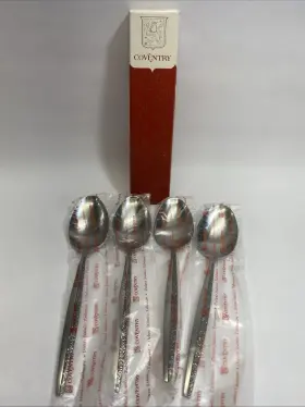 Bf-14 Coventry Stainless Bouquet Japan Set Of 4 Soup Spoons New In Box