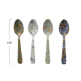 Creative Co-op 191009533795 Enameled Stainless Steel Flowers Multicolor Set Of 4 Styles Spoons Multi #2