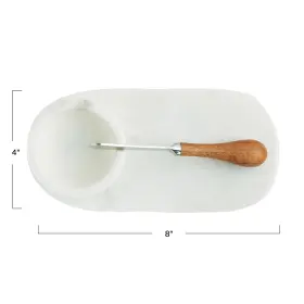 Creative Co-op 191009621416 White Marble Cheese Board Set With Bowl And Knife Medium #3